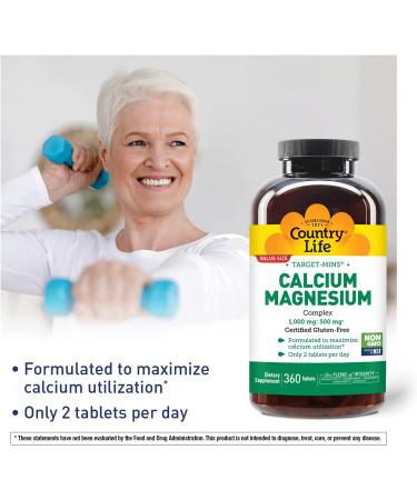 Country Life Target-Mins Calcium Magnesium Complex - 360 Tablets for Optimal Health - Buy Online on GoSupps.com
