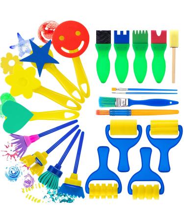 Paint Sponges for Kids  Sponge Painting Brushes  Early Learning Kids Painting Kits Early Learning Foam Brushes  Art Crafts Sponge Brush  Fabric Paint Stamps  Flower Pattern Brush  21 Pieces