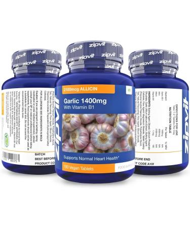 Garlic Tablets 1400mg with Vitamin B1 | Supports Heart Health | 180 Vegan Tablets - Buy Online on GoSupps.com