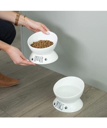 Purrfect Pet Elevated Cat Food Bowl Set - Porcelain Raised Bowls for Food and Water - Small Pet Dog Bowl Included - Wide Tilted Design for Easy Feeding & Drinking - Buy Online on GoSupps.com