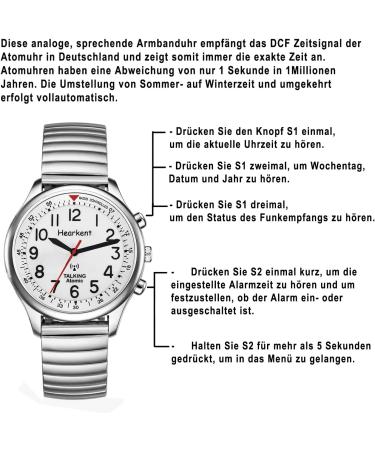 Hearkent Talking Watch for Women | Ideal for Blind Seniors | Loud Voice | Speaks German | Stylish Silver Design | International Shipping Available - Buy Online on GoSupps.com