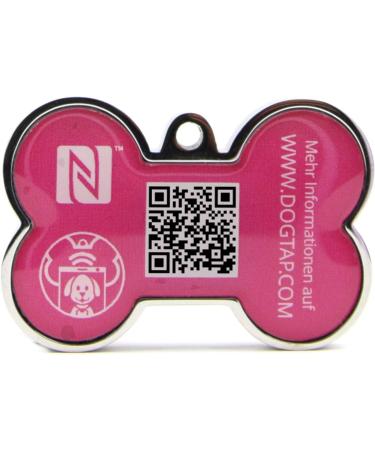 DogTap Solid Digital Dog Bone | NFC Chip & QR Code | Waterproof PVC & Metal | Robust Pink Pet ID Tag - International Shipping Available - Buy Online on GoSupps.com