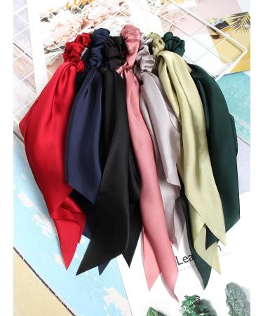 Satin Hair Scarf Scrunchies 16pcs Pack - Solid Color Bow Hair Bobbles for Women - Buy Online on GoSupps.com