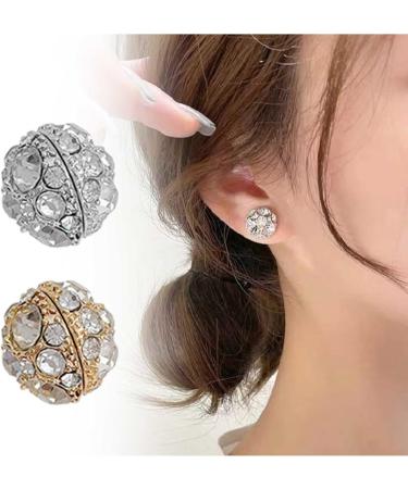 Feyley Magnetic Clip-On Earrings for Women & Girls | Round Pickled Zircon Fashionable Silver Earrings - Buy Online on GoSupps.com