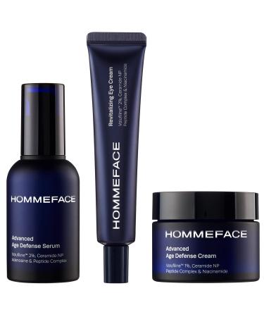 HOMMEFACE Advanced Age Defense 3-Step Anti-Aging Skincare Set for Men - Facial Serum Eye Cream & Face Cream