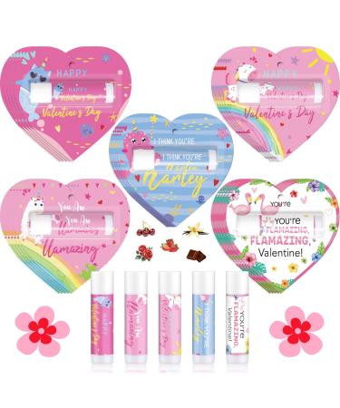 Loopeer 25 Pcs Valentines Lip Balms Bulk Galentines Day Party Favors Valentines Basket Stuffers Moisturizing Lip Balm Favors for Women Coworker Friends Teacher Classroom Exchange Prize(Heart Style)