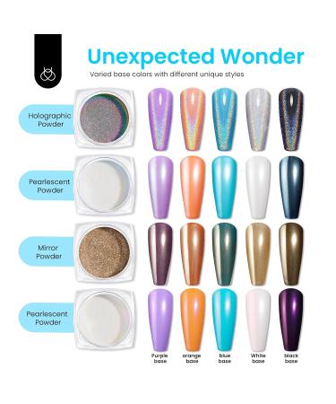 Beetles Gold Chrome Nail Powder - Holographic Nail Art Glitter Kit (4 Colors 0.5g/Jar) for Stunning Mirror Effect | The Garden of Eden - Buy Online on GoSupps.com