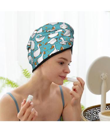 Cartoon Funny Goose Microfiber Hair Towel Wrap - Soft Super Absorbent Coral Velvet Quick Dry Cap for Long Curly & Thick Hair - Buy Online on GoSupps.com