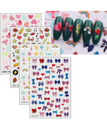 JMEOWIO 18 Sheets Cute Nail Stickers for Kids Nail Art Stickers Decals Self-Adhesive Heart Flower Rainbow Fruit Nail Supplies Nail Art Design Decoration Accessories - Buy Online on GoSupps.com
