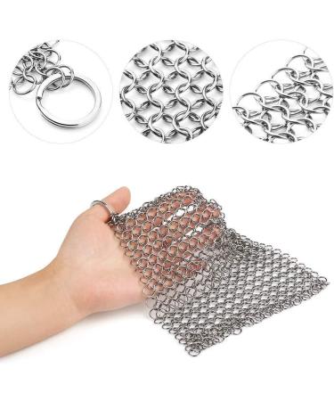 Stainless Steel 316L Chainmail Scrubber for Cast Iron & Dutch Ovens - 8x6 - Pre-Seasoned Pan Cleaner - Buy Online on GoSupps.com