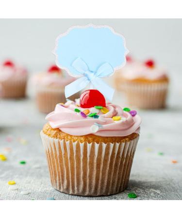 Cupcake Toppers 10 Pieces Paper Writable Cake Toppers for Birthday Baby Shower Party Celebration Cake Desert Decoration Blue Pink Purple Green Yellow - Buy Online on GoSupps.com