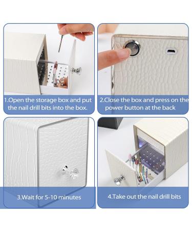 ANGNYA Nail Drill Bit Holder - Dust Proof Storage Box with UV Light | 48 Slots Organizer for Nail Drill Bits - White - Buy Online on GoSupps.com