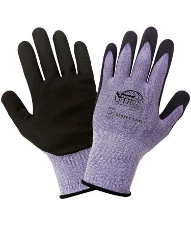 Global Glove 550XFT - Tsunami Grip XFT - Xtreme Foam Technology Coated Gloves - Large, Black, Purple