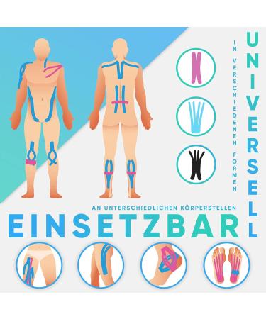 Buy Health Press Kinesiotapes - 50 Precut Blue & Black Kinesiology Tape Stripes (25cm x 5cm) | Professional Skin-Friendly Physio & Sports Tape - Dermatest Approved - Buy Online on GoSupps.com