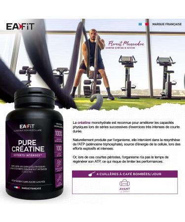 EAFIT - Pure Creatine - Improves Physical Abilities - 3g Creatine Monohydrate by Shaker - Intense Efforts Muscle Gain - Anti-Doping Sugar & Aspartame Free - 300g Powder - Buy Online on GoSupps.com