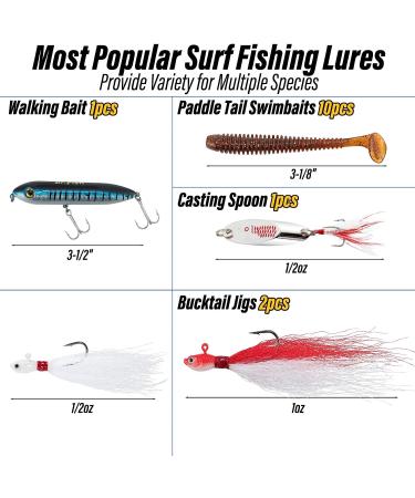 Dr.Fish Surf Fishing Tackle Kit - 269 Piece Saltwater Lures Set with Box | Bucktail Jigs, Pompano Rig, Walking Bait, Pier, Surf Casting Sea Tackle Kits | Lead Pyramid Sinkers - Buy Online on GoSupps.com