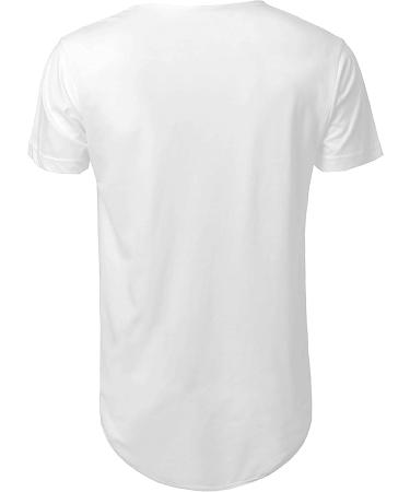 Men's Hipster Curve Hem Droptail Tee - White - Large | Hat and Beyond - Buy Online on GoSupps.com