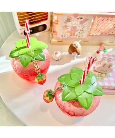 WYSRJ Reusable Boba Cup Bubble Tea Cup 2Pack 17 Oz Strawberry Shaped Kawaii Cup with Straw and Strawberry Pendant Cute Smoothie Cups Iced Coffee Cups for Home Office School 2 Count (Pack of 1) - Buy Online on GoSupps.com