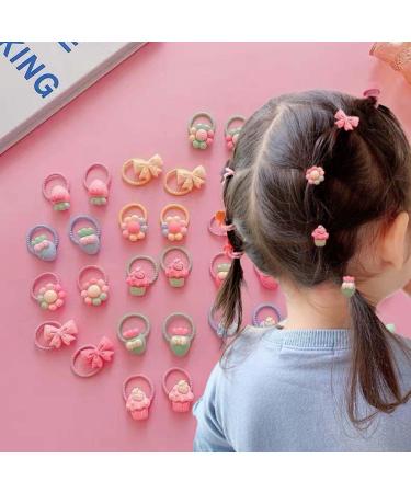 40pcs Baby Cartoon Hair Tie Set | Multicolor Mini Hair Bands for Girls | Seamless Ponytail Holder | Tiny Rubber Bands for Toddlers | Ice Cream Design - Buy Online on GoSupps.com