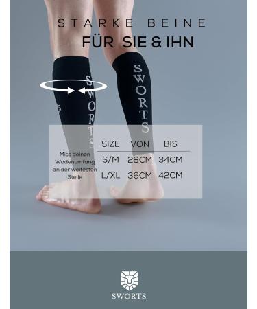 SWORTS Pro Calf Sleeves - Ultra-Soft Compression Sleeves for Sport & Recovery | Black L/XL (Pack of 2) - Unisex International Shipping - Buy Online on GoSupps.com
