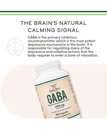 GABA Supplement (300 Capsules 1,000mg per Serving) Promotes Calm Relaxation and Supports Sleep (Vegan Safe Gluten Free Non-GMO)(Gamma Aminobutyric Acid) by Double Wood - Buy Online on GoSupps.com