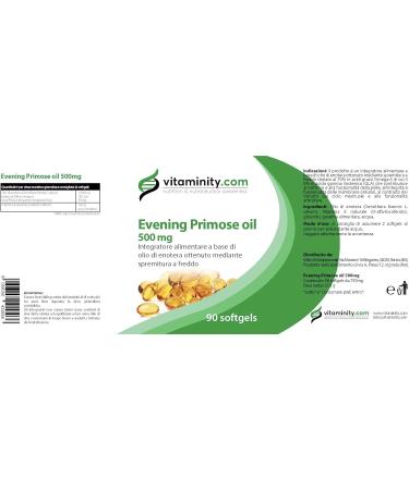  Vitaminity Evening Primrose Oil Dietary Supplement - Antioxidant and anti-inflammatory for skin and joints based on Enoterra oil - 90 Softgel Capsules - Buy Online on GoSupps.com