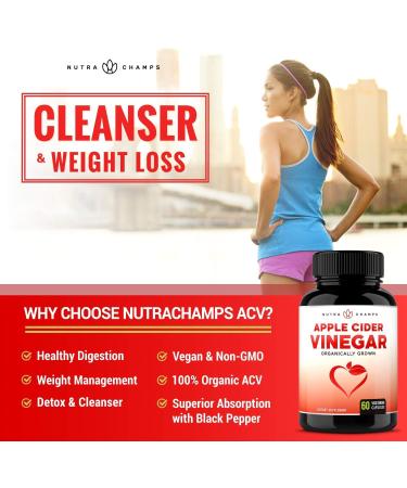 Organic Apple Cider Vinegar Capsules 1000mg- Weight Loss & Detox Support | Vegan Pills with Black Pepper for Superior Absorption - Buy Online on GoSupps.com