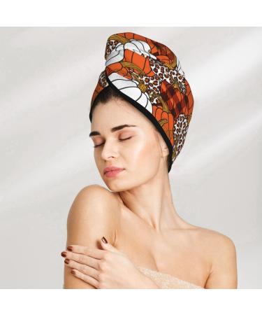 Premium Hair Towel Wrap | Quick-Dry Button Towel Turban for Effortless Hair Drying | Available in Various Pumpkin Designs - Buy Online on GoSupps.com
