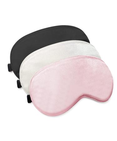 Sleep Mask, Super Soft Eye Masks with Adjustable Strap, Lightweight Comfortable Blindfold,Perfect Blocks Light for Men Women(1Black 1Gray 1Pink)