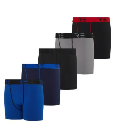 Real Essentials 5 Pack: Youth Boys' Compression Shorts - Performance Boxer Briefs Athletic Spandex Underwear(4-20) Small Set 2
