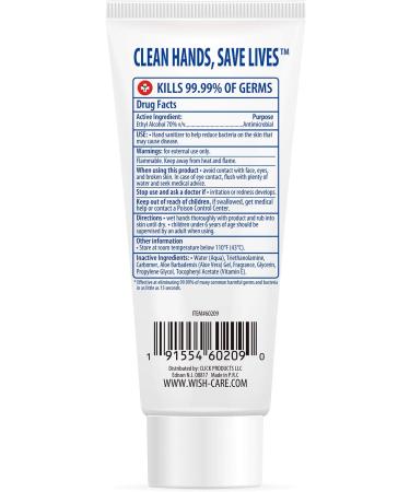 Wish Hand Sanitizer 3.38oz Tube - Convenient 1 Pack | Effective Germ Protection - Buy Online on GoSupps.com