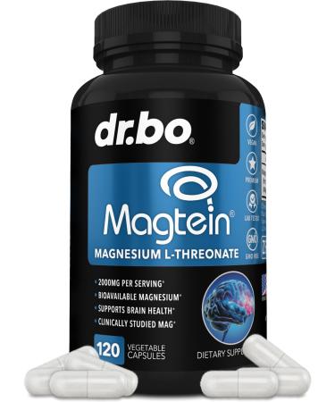 Magnesium L-Threonate Magtein Capsules - Magtein Magnesium L-Threonate 2000mg Supplement Capsules for Brain Health Memory Sleep & Cognitive Support - Pure Treonato de Magnesio Supplement - 120 Caps