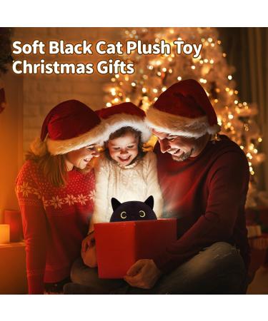 Black Cat Plush Toy 25x20 CM - Soft Stuffed Animal Pillow for Kids - Cute Black Cat Doll for Birthday and Christmas - Buy Online on GoSupps.com