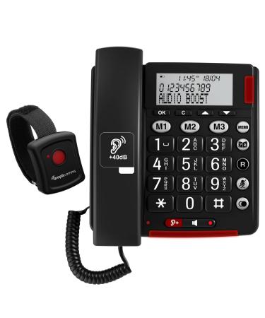 Amplicomms BigTel 50 Alarm Plus Corded Big Button Phone for Elderly - Loud Phones for Hard of Hearing - Hearing Aid Compatible Phones - Large Number Telephone