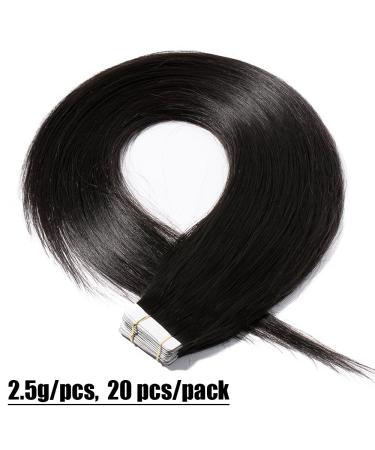 Elailite Invisible Tape In Hair Extensions - 20 Pieces Remy Real Human Hair 55cm 50g #1B Natural Black - Buy Online on GoSupps.com