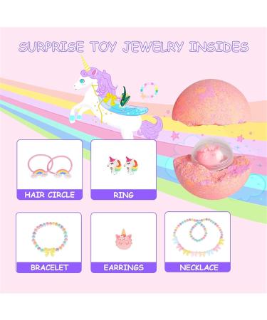 Canvalite 6-Piece Handmade Bathing Balls Gift Set for Kids - Unicorn Bubble Bath Bombs & Jewelry for Girls - Buy Online on GoSupps.com