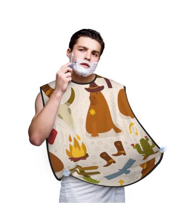 KeuLeN Beard Bib Apron For Men Capybaras Pattern With Wild West Beard Hair Catcher For Men Shaving Beard Apron Gift For Men Black