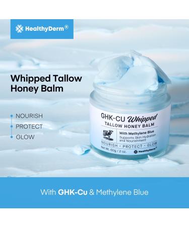 Copper Peptides GHK-Cu Beef Tallow for Skin: Blue Balm with Methylene Blue Manuka Honey & Vitamin E Natural Face and Body Moisturizer for Mature Dry & Sensitive Skin 2oz 2 Fl Oz (Pack of 1) - Buy Online on GoSupps.com