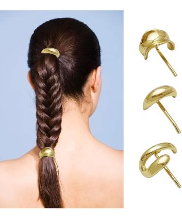 3PCS Metal Hair Cuffs Metal Ponytail Holder Hair Clip French Hair Clips Gold Ponytail Buckle Decorative Ponytail Buckle for Women (Gold) - Buy Online on GoSupps.com