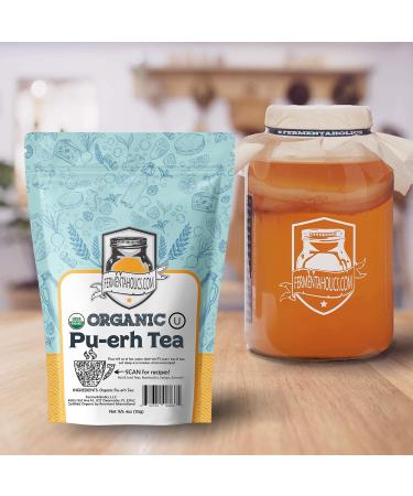 Organic Loose-Leaf Pu-Erh Tea for Kombucha & Hot/Iced Tea - Fermentaholics | USDA Certified, OU Kosher | Premium Taste, Aroma, Flavor - Buy Online on GoSupps.com