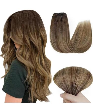 Easyouth Clip in Hair Extensions Human Hair 20 Inch 70g 5Pcs Ombre Clip in Extensions Balayage Brown to Blonde Clip in Human Hair Extensions Clip in Real Hair for Girls 20" 2-5Pcs Clip #4/27/4