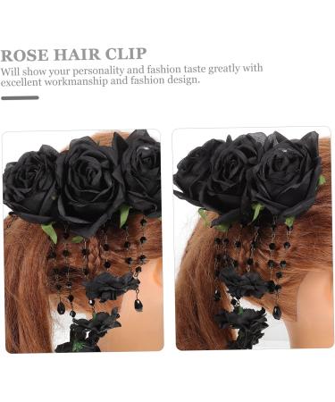 Ipetboom Rose Hair Clip Halloween Hair Accessories Women's Hair Clips Cosplay Hair Accessories Party Hair Accessories Black Headband Tiara Gothic Black Rose Hairpin Gothic Hairpin Girl Gel - Buy Online on GoSupps.com