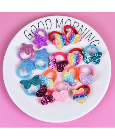 Avodova 8 Pairs Elastic Hair Ties for Girls | Glitter Fabric Ponytail Bands - Perfect for Toddlers & Children - Buy Online on GoSupps.com