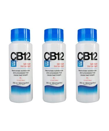 THREE PACKS of CB12 Mint Menthol Mouthwash 250ml