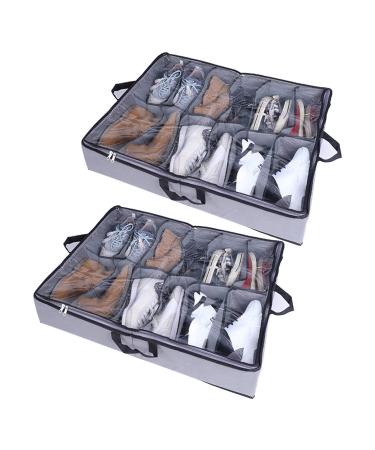 The Ultimate Underbed Organizer With Adjustable Dividers For Shoes Set of 2 Underbed