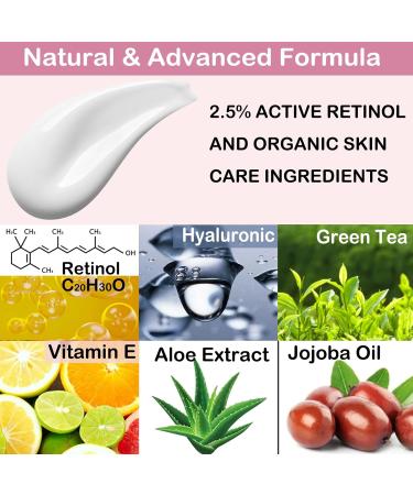 Retinol Moisturizer Cream For Face&Eye Area Anti Aging Wrinkles & Acne & Fine Lines with Vitamin E&Hyaluronic Acid & Jojoba Oil.Best Night&Day Facial Cream.With 2.5% Active Retinol (50Milliliter) - Buy Online on GoSupps.com