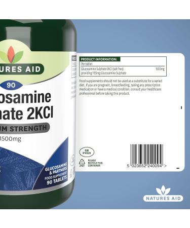Natures Aid Glucosamine Sulphate 1500mg High Strength Salt-Free Tablets - 90 Count - Buy Online on GoSupps.com