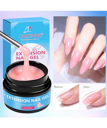 UV Nail Gel Set 15gx2 + 48 Nail Templates Brush & Acrylic Gel for Nail Extensions & Art | Pink - Buy Online on GoSupps.com