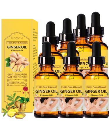 7 Pack Lymphatic Drainage Ginger Oil, Belly Drainage Ginger Oil Massage Oil,Natural Plant Aroma Oil Ginger Essential Oil, Ginger Oil Lymphatic Drainage Massage Oil, Ginger Oil for Swelling 7*30ML