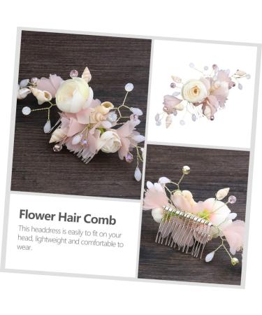 FRCOLOR Bridal Hair Comb French Side Combs Silk Flower Hair Clips Flower Hair Clips for Women Silk Flower Barratte Teasing Combs for Women Pink Comb Silk Cloth Miss Crystal Flower Hanfu - Buy Online on GoSupps.com